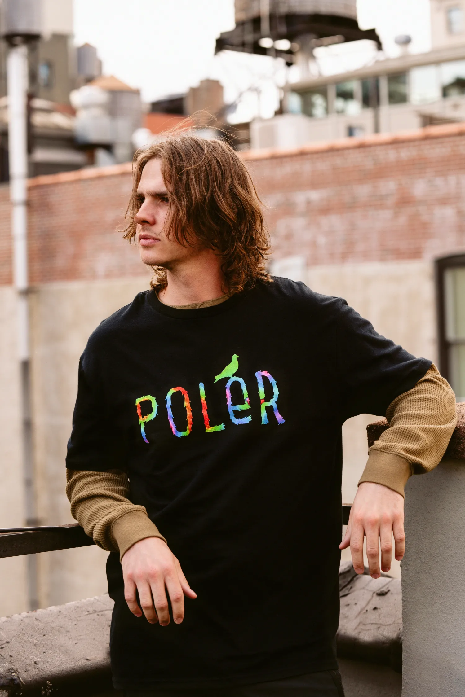 Poler Tee Shirts>Furry Pigeon Tee Staple Black